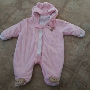 Pink monkey infant suit